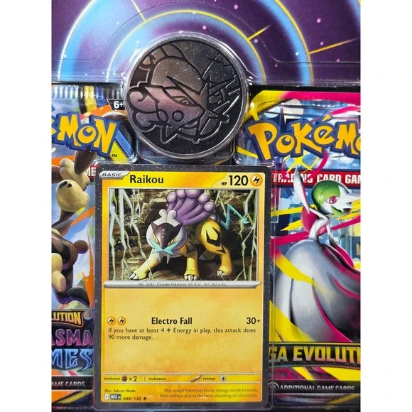 Pokemon TCG Raikou Blister Pack 2-Pack Set Phantasma Flames Mega Evolution Coin - Picture 3 of 7